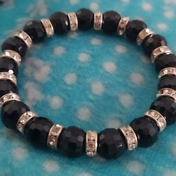 4 PC Crystal Beaded Faceted Rhinestone Stretch bracelets - Picture 7 of 11